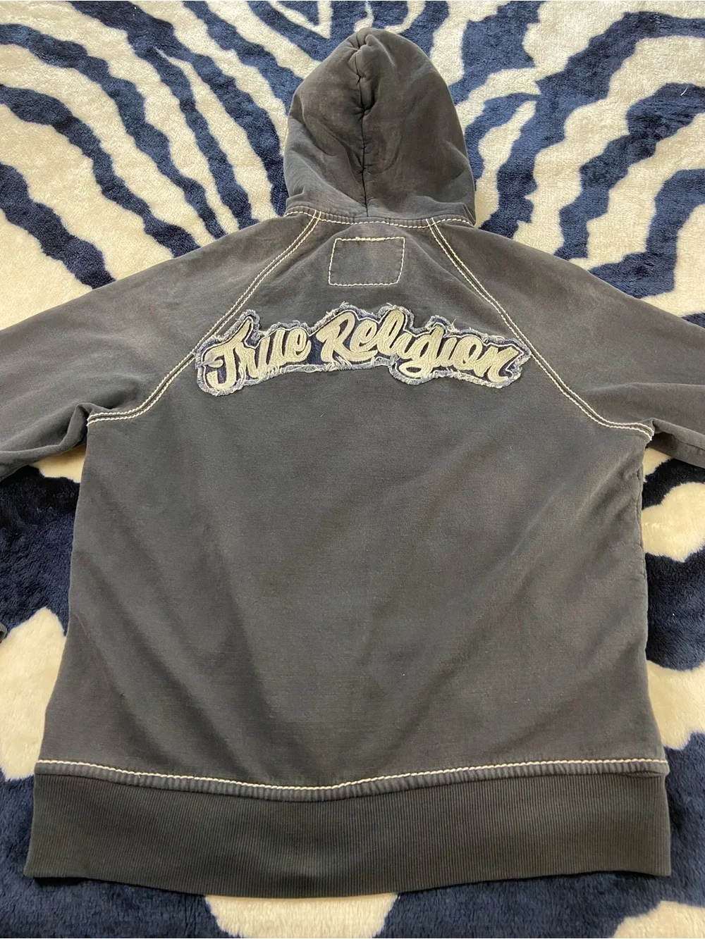 Vintage Y2K USA Made True Religion Zip-Up Hoodie Sweatshirt Distressed Unisex